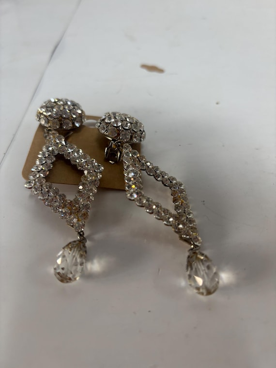 Clip on Rhinestone dangle earring
