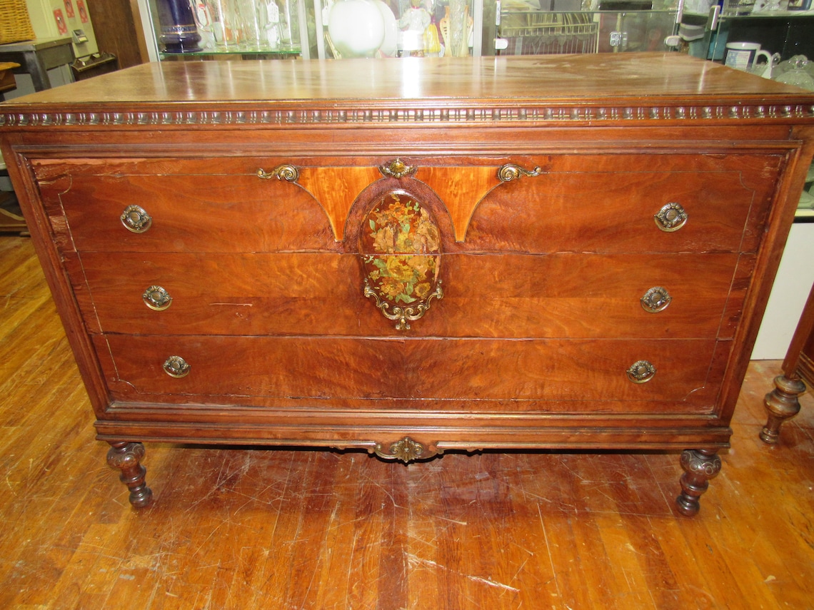 Burl wood Vintage dresser Etsy