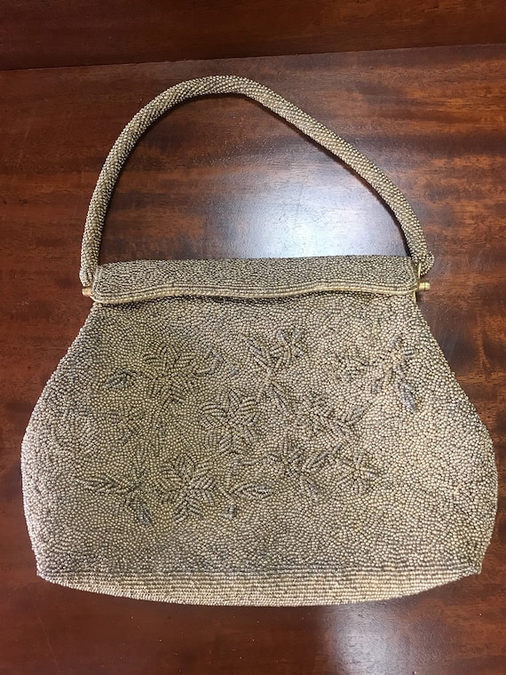 Gold beaded vintage bag from British Crown Colony