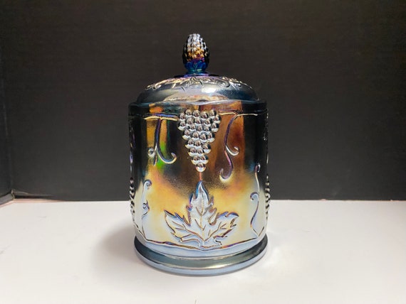 Carnival Blue Glass Jar