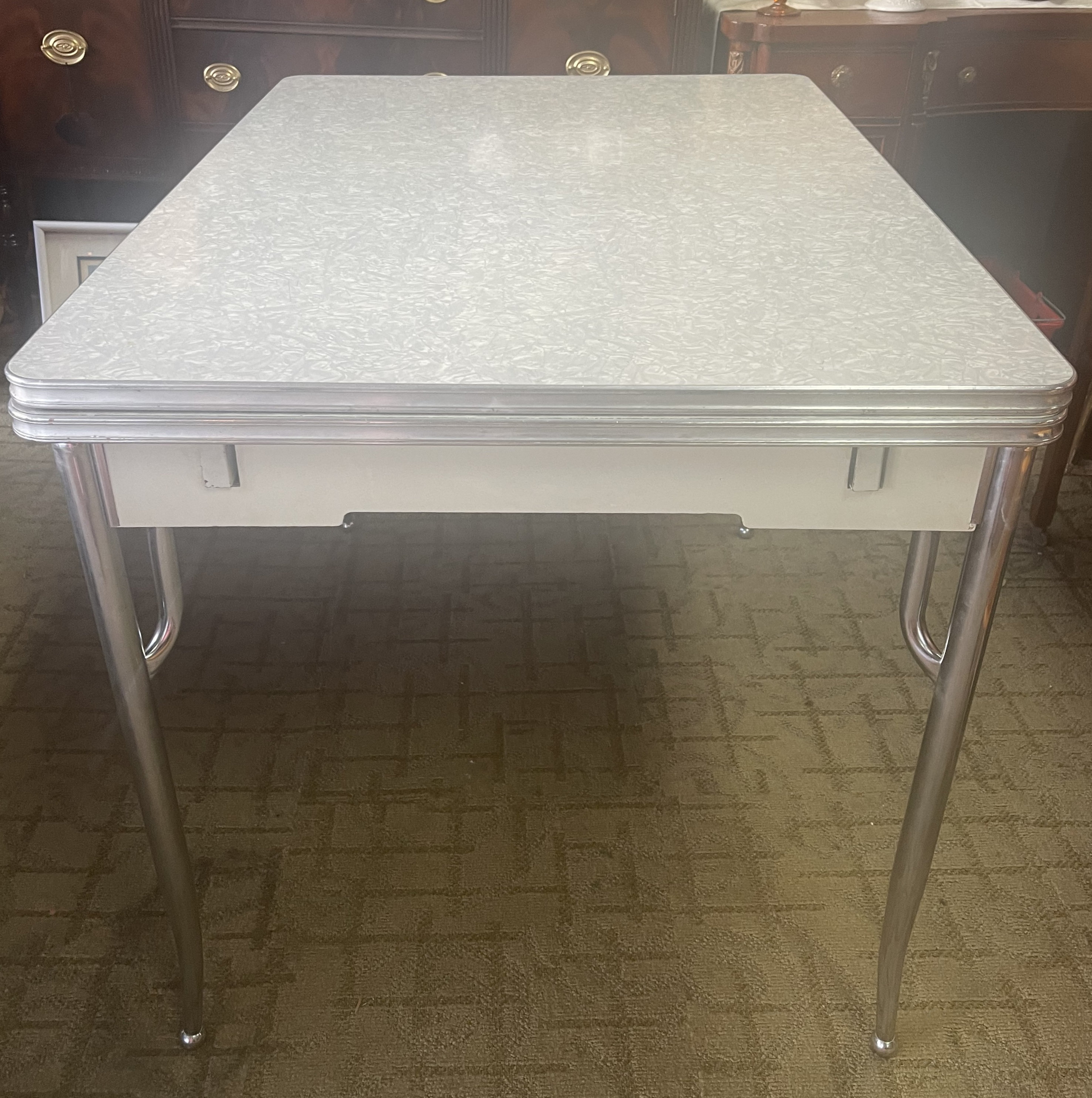 Chrome Formica diner table with leafs