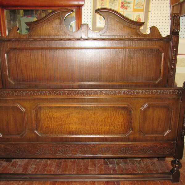 Vintage bed headboard and footboard & side rails