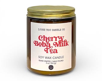 Cherry Boba Milk Tea Soy Candle