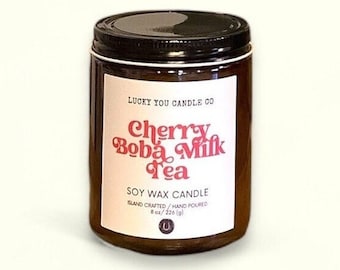 Cherry Boba Milk Tea Soy Candle