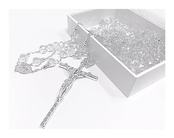 Luxurious Glass Crystal Wedding Lasso with Silver Crucifix Cross