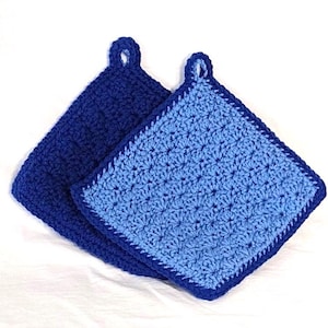 Crocheted Double Sided Two-Toned Pot Holders - Set of 2