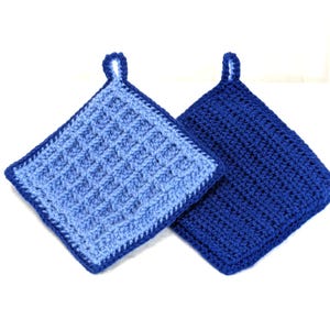 Crocheted Waffle Stitch Double Sided Pot Holders - Set of 2