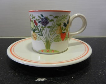 Villeroy /& Boch Kaffeetasse u Unterteller Geranium VITRO gelbe Blüten Porzellan