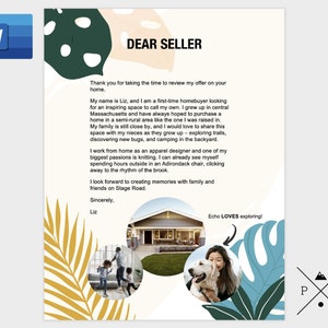 Plantilla de carta de oferta de Botanical Dear Seller - Editable - Descarga digital