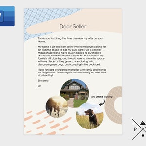 Plantilla de carta de oferta moderna de estimado vendedor - Editable - Descarga digital