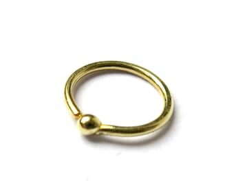 Solid 18k Gold Ball Hoops - Single or Pair - Small Sleeper Earrings - Endless Hoops - Ear, Cartilage, lip, Nose Ring