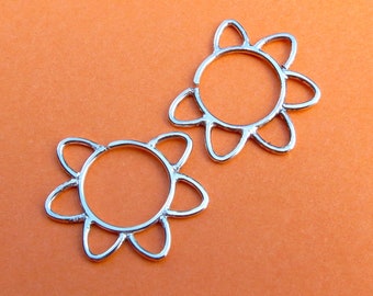Sterling Silver Flower Earrings - Comfy Sleepers, Continuous Hoops - Single or Pair