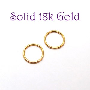 Solid 18k Gold Hoop Earrings - Single or pair Small Sleepers - Continuous Endless Hoops - Ear, Cartilage, lip, Nose, Cartilage Ring