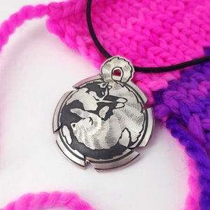Sterling Silver Yarn Cutter Pendant - Cuddling Cats - Scissor Snips - Thread Cutter Necklace
