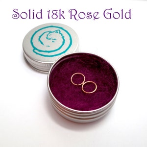 18 Karat Rosegold Schwellen - Massive 18 Karat Rosegold Hoops - Einzeln oder Paar - 20 Gauge Kontinuierliche Huggies - Knorpelohr-Nasenring