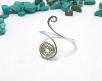 Sterling Silber Spiral Ring - Verstellbarer Ring - Moderner Schmuck