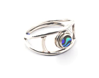 Reversible Ring - Silver spinner - mother of pearl - ADHD jewelry