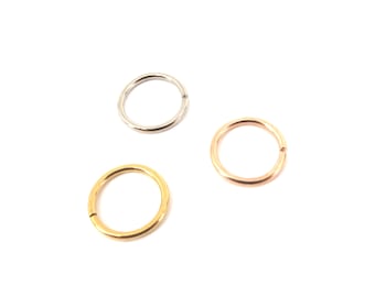 18 gauge 18k solid gold hoops - Continuous hoop nose septum ring - sleeper earrings