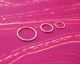 Silver Hoop Earrings - 20 Gauge - Single or Pair - Tiny Small Sleepers - Cartilage Nose Lip Ring