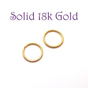 Solid 18k Gold Hoop Earrings - Single or pair Small Sleepers - Continuous Endless Hoops - Ear, Cartilage, lip, Nose, Cartilage Ring