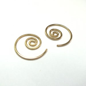 Solid Gold Spiral Earrings - Single or Pair - 14k or 18 karat Gold - Rose White or Yellow Gold Hoops