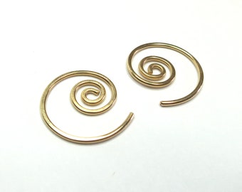 Solid Gold Spiral Earrings - Single or Pair - 14k or 18 karat Gold - Rose White or Yellow Gold Hoops