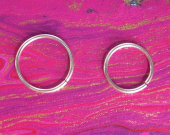 14 Gauge Sterling Silver Hoop - Piercing Ring - stretched earring, belly button, navel, nipple, septum, labret ring - single or pair