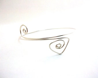 Upper Arm Bracelet, Sterling Silver Adjustable Arm Band, Wedding Bridal Jewellery, Gift for Her