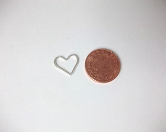 Small Heart Earring, Sterling Silver mini hoop earring, 18 gauge small sleeper, continuous hoops, romantic gift