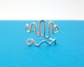 Silver Squiggle Ring - Solid Sterling Silver Ring - Abstract Art Jewellery