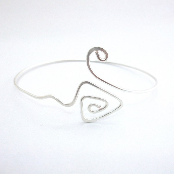 Upper Arm Bracelet, Sterling Silver Spiral Armlet, Armband Cuff, Beach Wedding Festival Jewellery