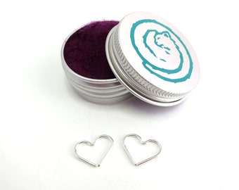 Small Heart Hoop Earrings - Sterling Silver Sleepers - Cartilage Daith Tragus or Earlobe - 18 gauge