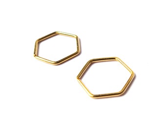 Solid Gold Hexagon Hoop Earrings - Single or Pair - 14k or 18k Gold Small Sleepers - 20 gauge - Ear, Cartilage, lip, Nose Ring
