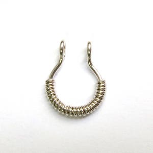 Faux Septum Ring - Silver or Gold Wire Wrapped No-Piercing Ring