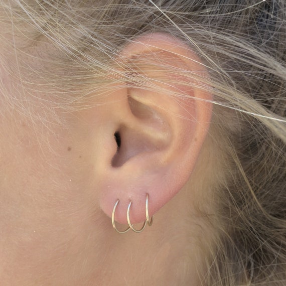 AILPIWE Orecchini A Cerchio Piccoli In Oro Massiccio Placcato 14K – Spessi E Leggeri, Ipoallergenici, Per Donna