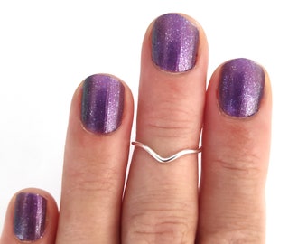 Chevron Midi Ring - Sterling Silver Stacking Ring - Adjustable Knuckle Ring