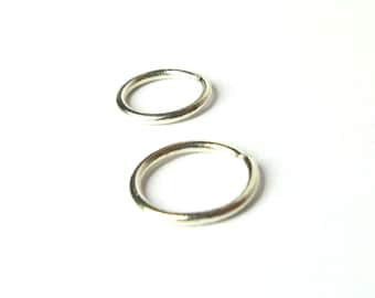 14k or 18k White Gold Hoop Earrings - Solid Gold Handmade Huggies - Single or Pair - Hypoallergenic