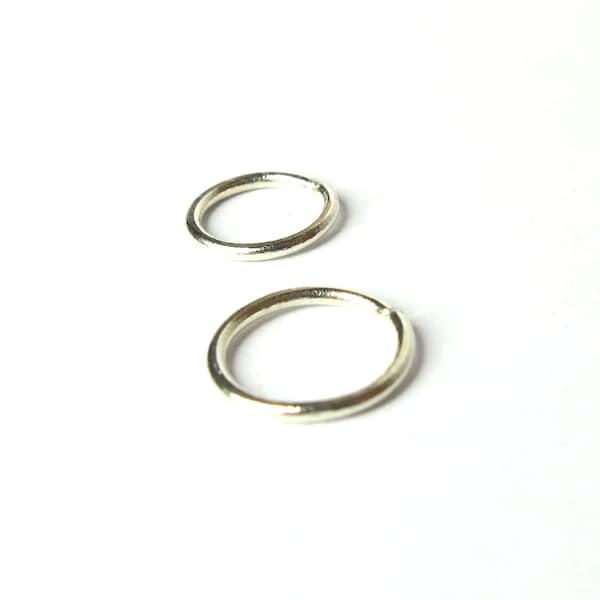 14k or 18k White Gold Hoop Earrings - Solid Gold Handmade Huggies - Single or Pair - Hypoallergenic