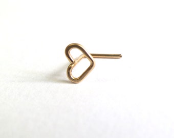 Solid Gold Herz Nasenstecker - 14k oder 18k Gold - 22 Gauge - L zurück oder zuschrauben