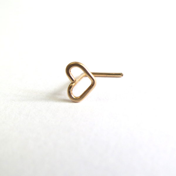 Solid Gold Heart Nose Stud - 14k or 18k Gold - 22 Gauge - L Back or Screw Back