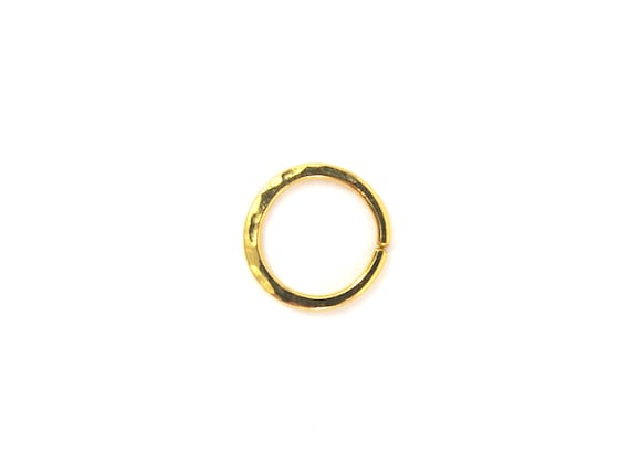 24k Solid Gold Hoop Earring – Hammered Seamless Huggie