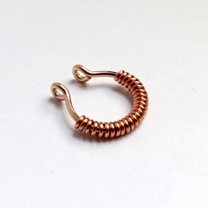 No-Piercing Septum Ring - Gold or Silver Wire Wrapped Faux Piercing