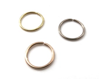 Solid Gold 22 Gauge Tiny Hoop Earrings - Sold Individually - Cartilage, Tragus Piercing Ring