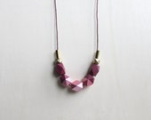 wooden geometric necklace marsala red, metallic pink // modern dipped necklace for girls, women - trendy everyday jewelry