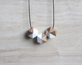 wooden geometic necklace gold dipped // minimalist wood necklace for girls, women - everyday jewelry
