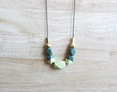 wooden geometric necklace // modern green dipped necklace for girls, women - minimalist everyday jewelry