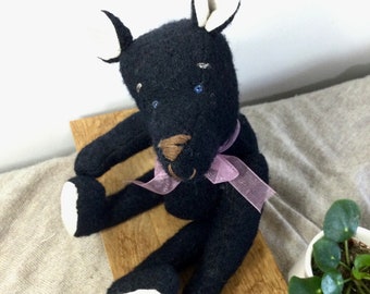 Small character teddy bear. Collectible OOAK bear. Traditional handmade, jointed artist bear for adult bear collectors.  Bertha Bear.