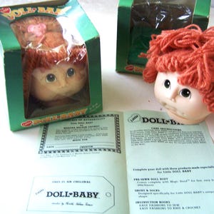 Little Doll Baby Doll Heads by Martha Nelson Thomas, Doll Supply, Vintage Doll Head, Mop Dolls, Doll Head Yarn Hair, Red Hair Ponytail Doll