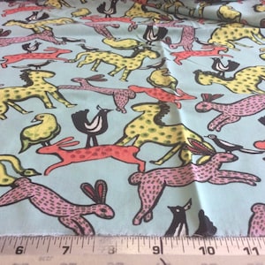 Fabri-Quilt Sara Trail Folk Heart Folk Art Animals 44/45&quot; wide 100% Cotton