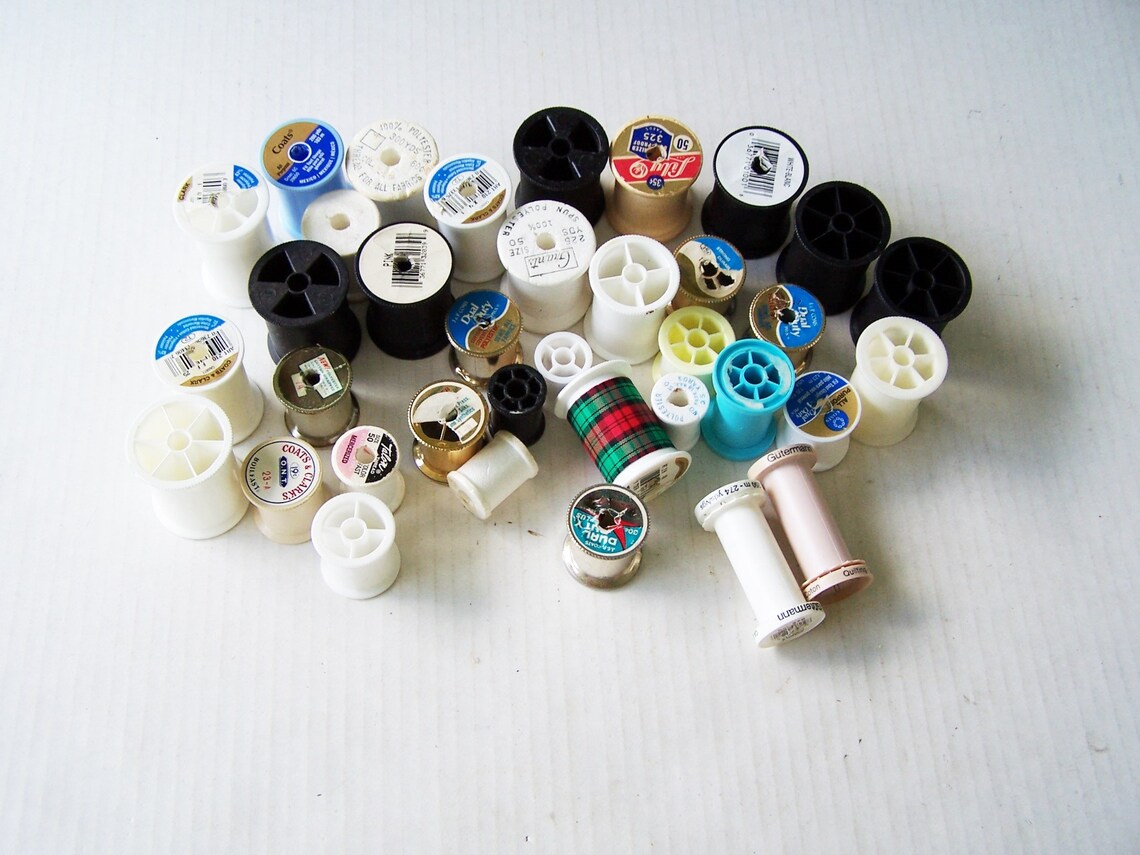 Empty Plastic Thread Spools Lot of 36 Sewing Notions Craft Etsy